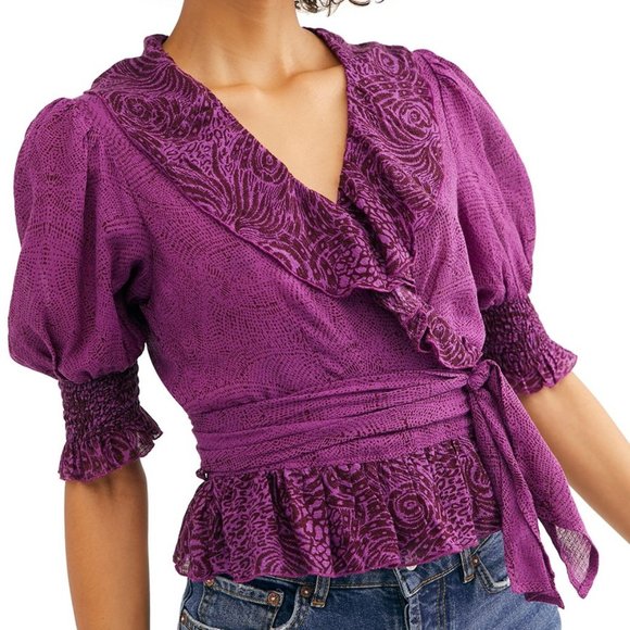 Free People Tops - Free People Olivia Printed Wrap Top